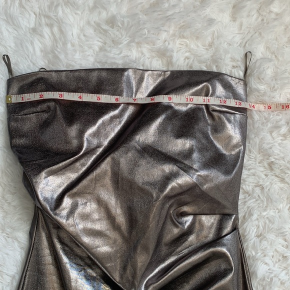 EUC Zara Metallic Steel Strapless Midi Dress With Ruching Size Small - Picture 11 of 15